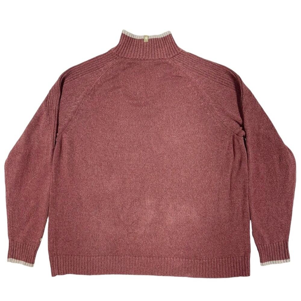 COLUMBIA Men's Cotton Quarter-Zip Stripe Pullover Sweater Maroon/Tan Size XXL - Picture 4 of 7